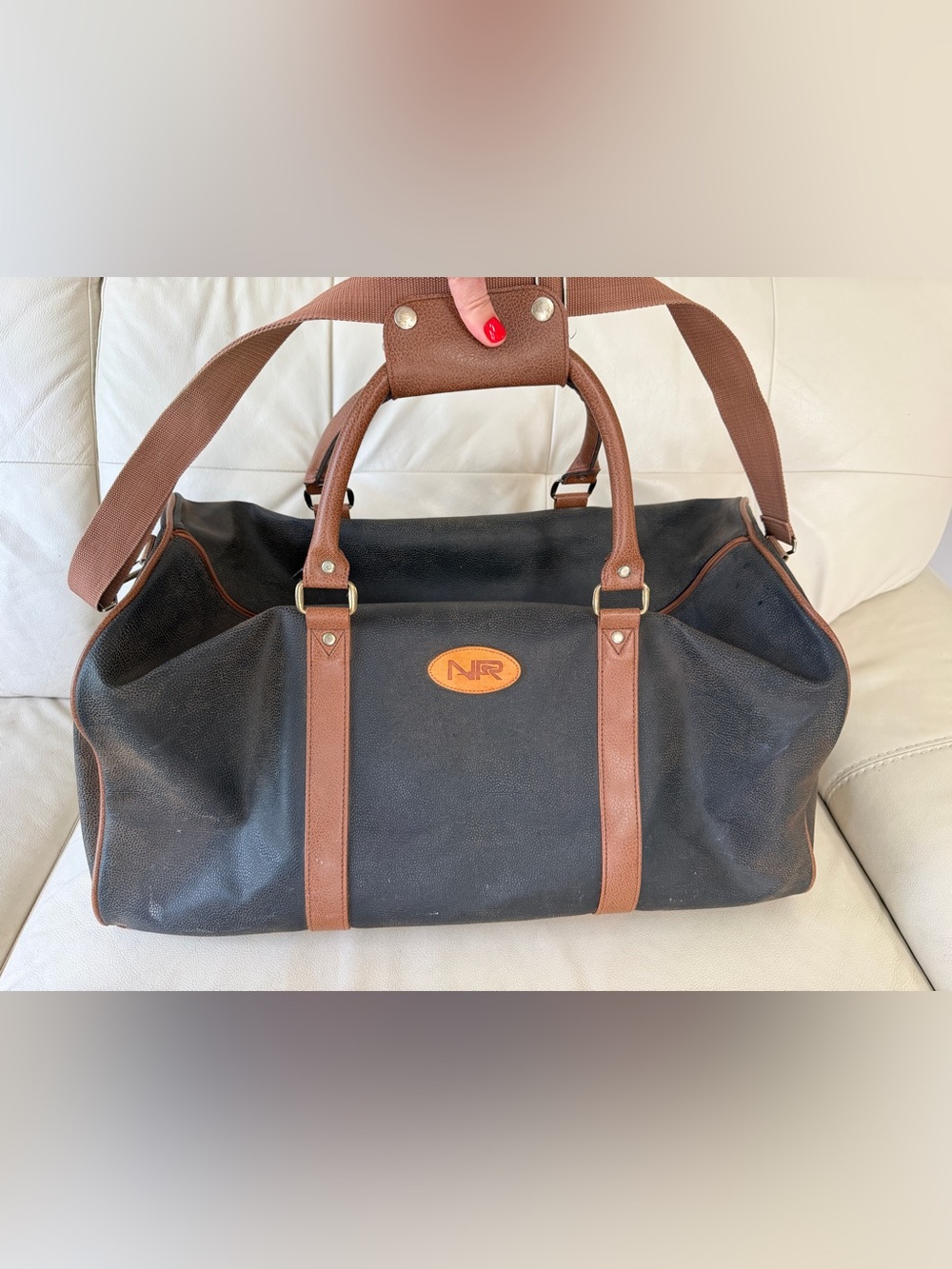 Vintage Nicole Arbenni Brown Duffle Bag Weekender NR Duck Logo Moderate Wear